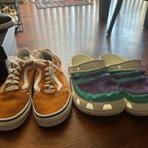 Pair of women’s vans and pair of crocs